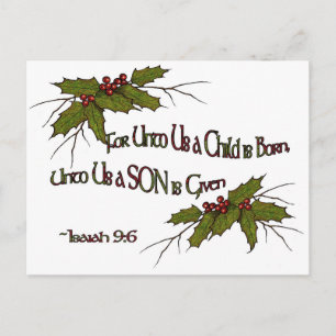Cartão Postal De Festividades Christmas Holly Religious, Isaiah, Elegant, Simple