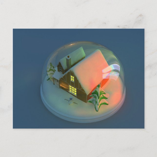 Cartão Postal De Festividades Christmas House snow globe Postcard (Frente)