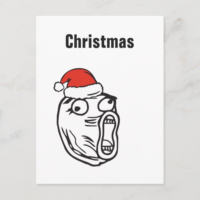Cartão Postal De Festividades Christmas Memes Troll LOL Custom text EDITABLE (Frente)