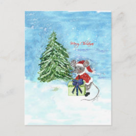 Cartão Postal De Festividades Christmas Mouse