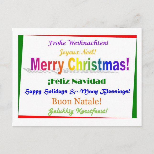 Cartão Postal De Festividades Christmas - Multilingual (Frente)