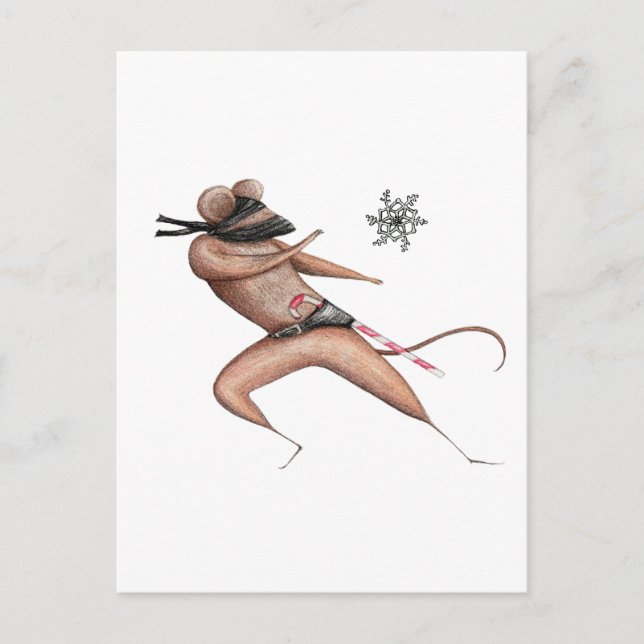 Cartão Postal De Festividades Christmas Ninja Mouse (Frente)