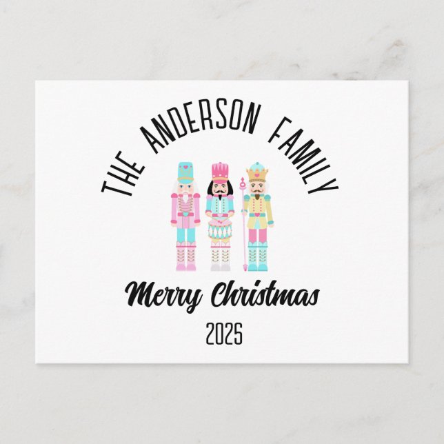 Cartão Postal De Festividades Christmas Nutcracker Pastel Personalized Name (Frente)