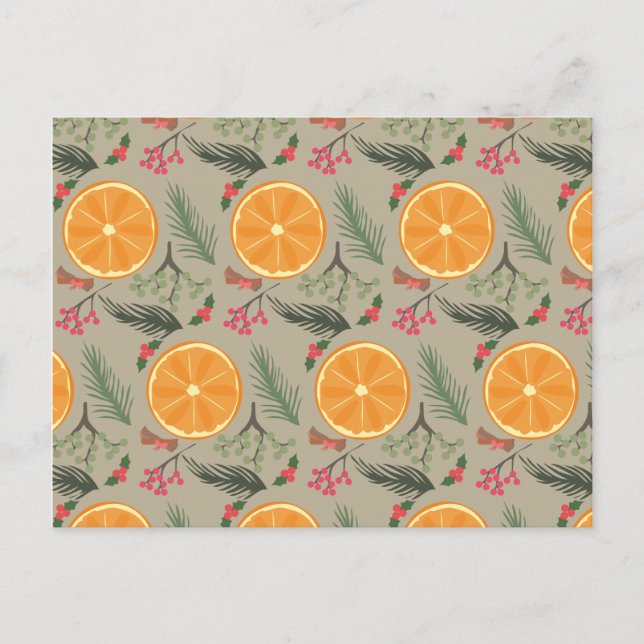 Cartão Postal De Festividades Christmas Orange Wreath Print (Frente)