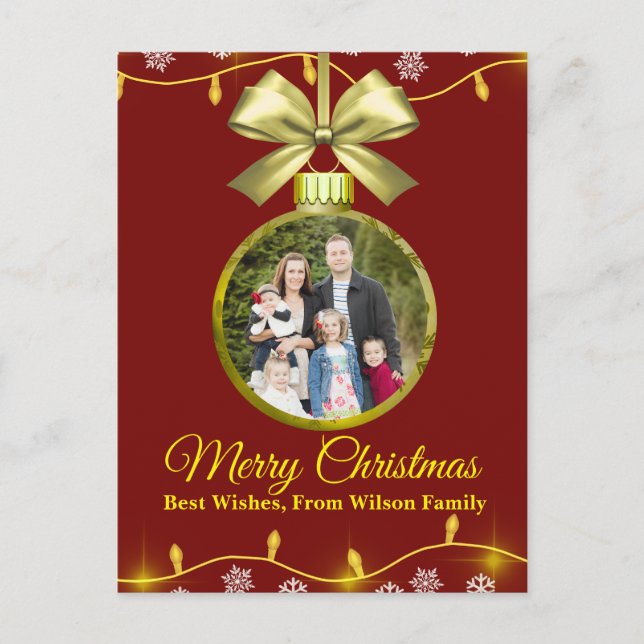 Cartão Postal De Festividades Christmas Ornament Holiday Photo Card (Frente)