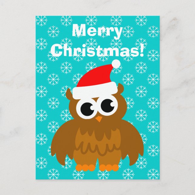 Cartão Postal De Festividades Christmas owl cartoon post cards (Frente)