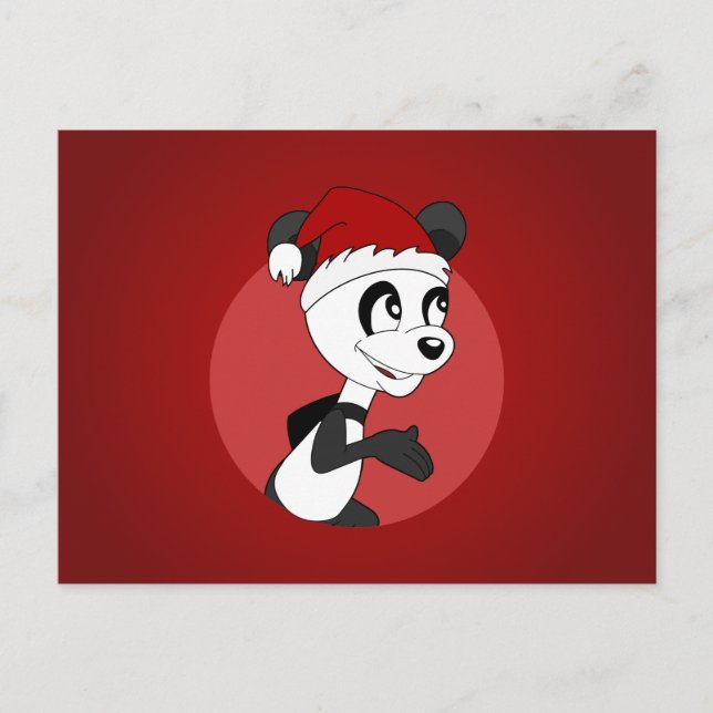 Cartão Postal De Festividades Christmas panda cartoon (Frente)