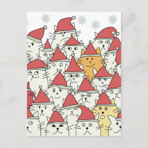 Cartão Postal De Festividades Christmas pattern with a lot of funny cats