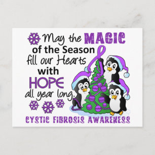 Cartão Postal De Festividades Christmas Penguins Cystic Fibrosis