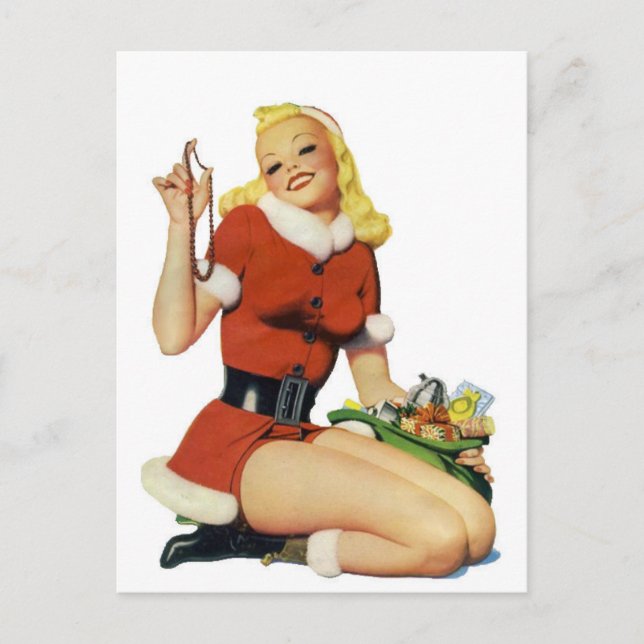 Cartão Postal De Festividades Christmas Pinup (Frente)