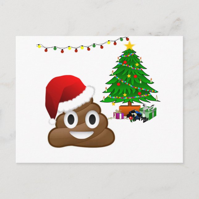 Cartão Postal De Festividades christmas poo emoji (Frente)