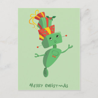 Cartão Postal De Festividades Christmas Present Robot