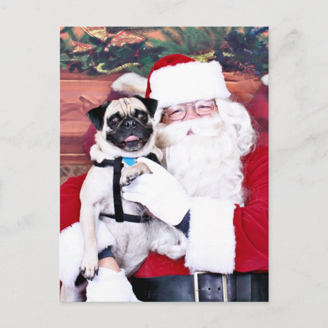 Cartão Postal De Festividades Christmas - Pug - Harvey (Frente)