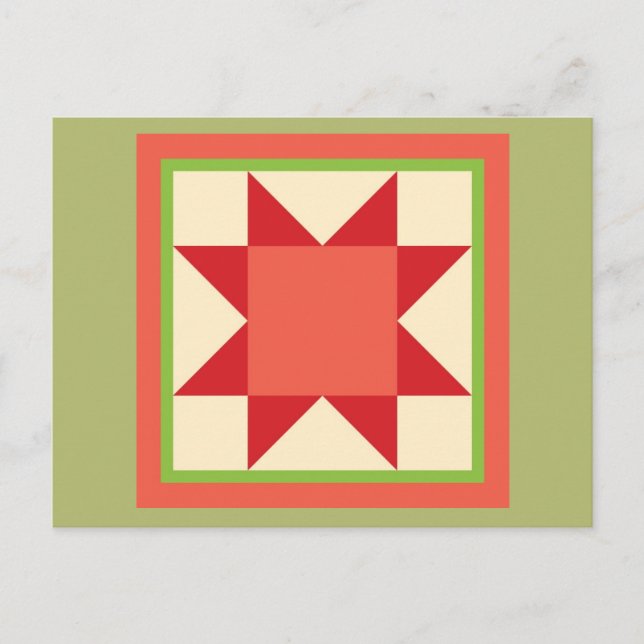 Cartão Postal De Festividades Christmas Quilt Postcard - Sawtooth Star (Frente)