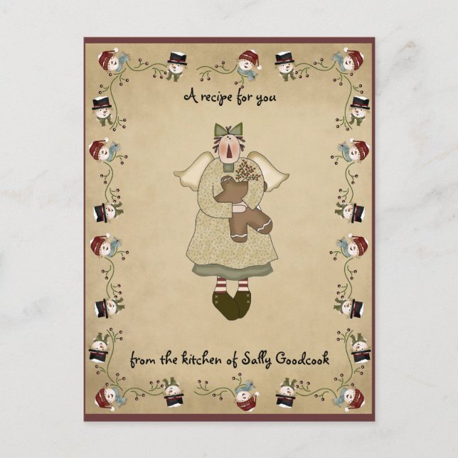 Cartão Postal De Festividades Christmas recipe cards postcard (Frente)