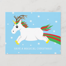 Cartão Postal De Festividades Christmas Reindeer Unicorn Magic Holiday Postcard