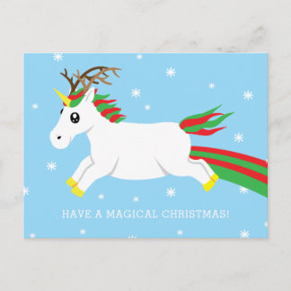 Cartão Postal De Festividades Christmas Reindeer Unicorn Magic Holiday Postcard