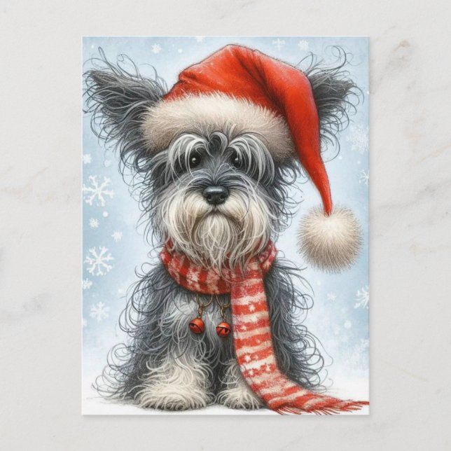Cartão Postal De Festividades Christmas Schnauzer (Frente)