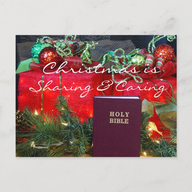 Cartão Postal De Festividades Christmas Sharing & Caring Postcard2 - customize (Frente)