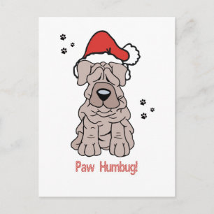 Cartão Postal De Festividades Christmas Sharpei Dog