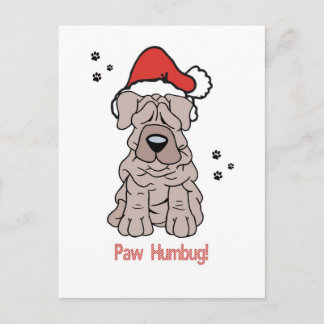Cartão Postal De Festividades Christmas Sharpei Dog