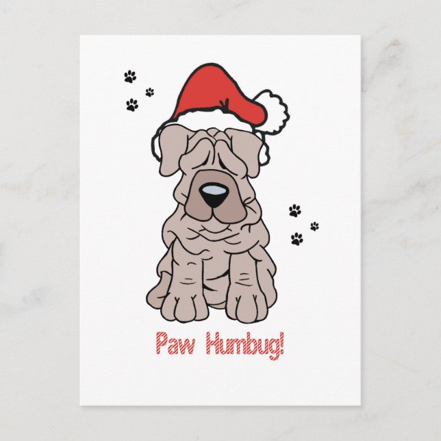 Cartão Postal De Festividades Christmas Sharpei Dog (Frente)