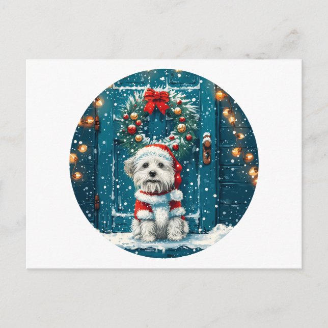 Cartão Postal De Festividades Christmas Shih Tzu Dogs (Frente)