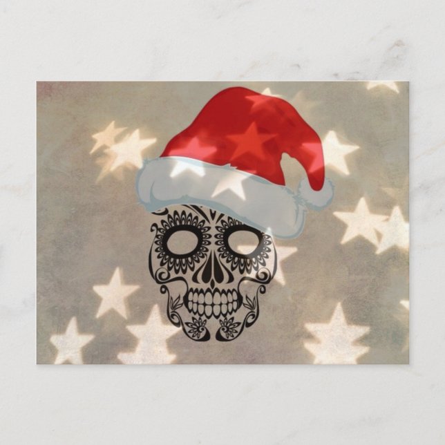 Cartão Postal De Festividades Christmas skull with star bokeh (Frente)