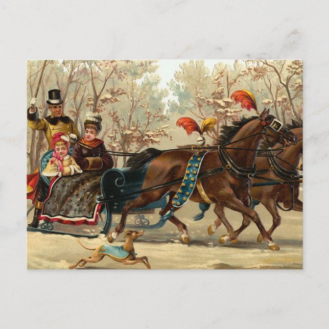Cartão Postal De Festividades "Christmas Sleigh Ride" (Frente)