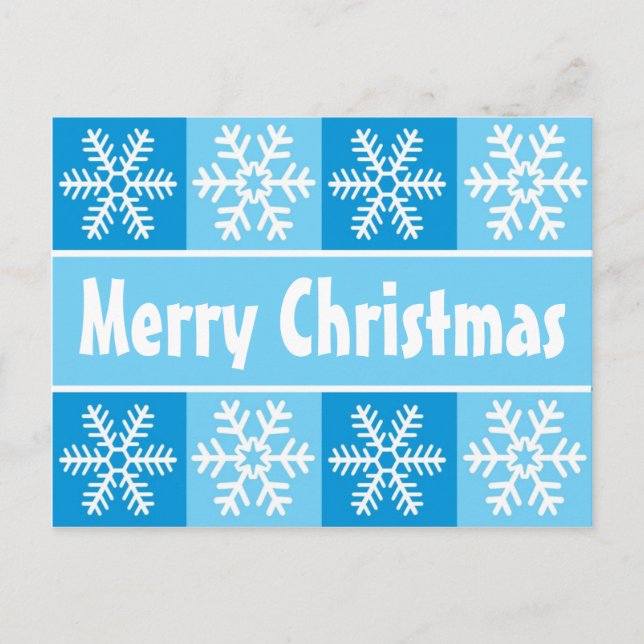 Cartão Postal De Festividades Christmas snowflakes Blue (Frente)