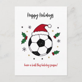Cartão Postal De Festividades Christmas Soccer Ball Santa Hat Greeting Cards