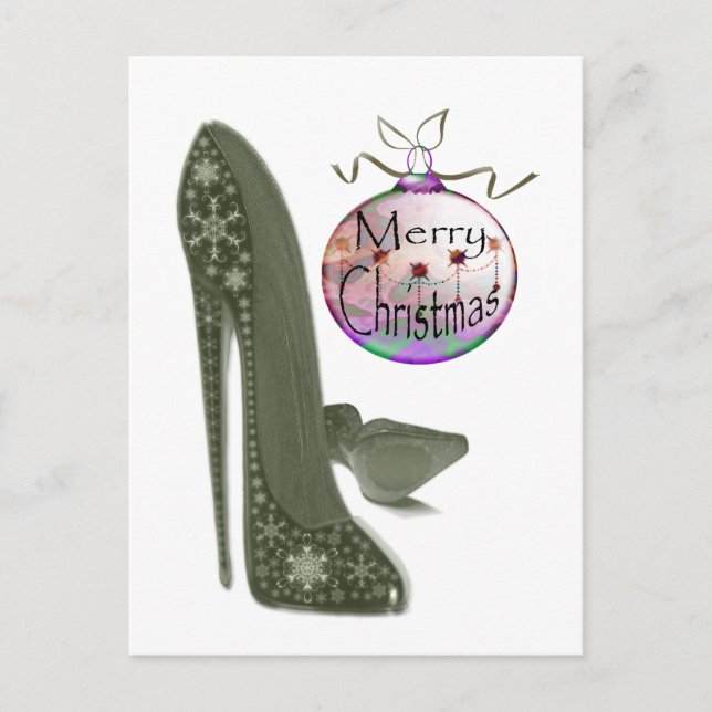 Cartão Postal De Festividades Christmas Stiletto and Bauble Art Gifts (Frente)