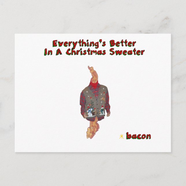 Cartão Postal De Festividades Christmas Sweater-ized Bacon (Frente)