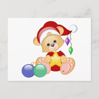 Cartão Postal De Festividades Christmas Teddy Bear with Star