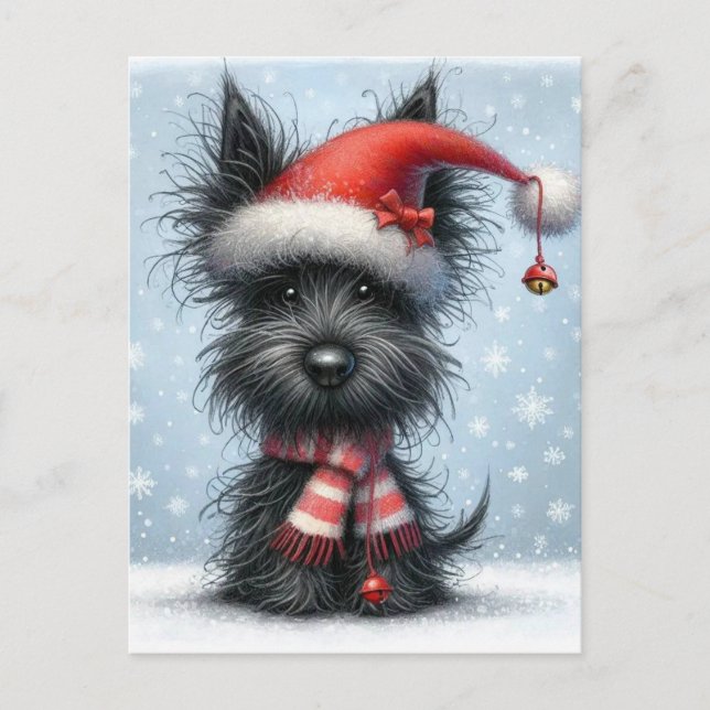 Cartão Postal De Festividades Christmas Terrier, Christmas Canine (Frente)