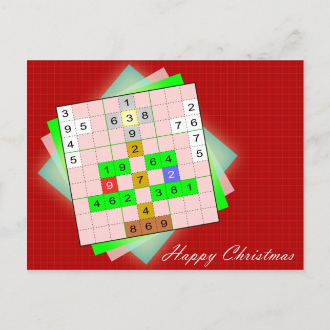 Cartão Postal De Festividades Christmas Tree - Christmas Sudoku (Frente)