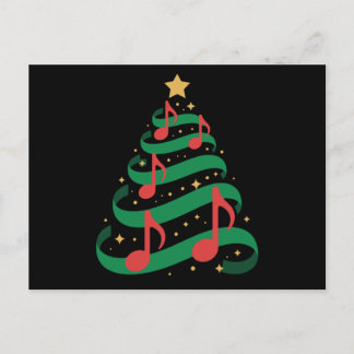 Cartão Postal De Festividades Christmas Tree Music Notes Star Xmas Melody