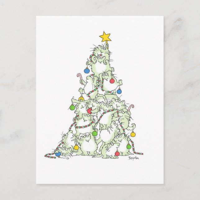 Cartão Postal De Festividades CHRISTMAS TREE OF KITTIES postcard by Boynton (Frente)