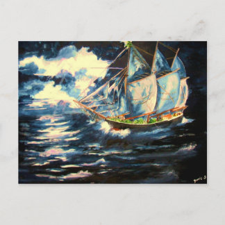 Cartão Postal De Festividades Christmas Tree Ship