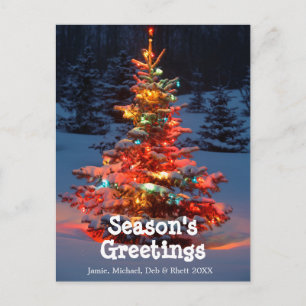 Cartão Postal De Festividades Christmas Tree with lights outdoors
