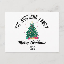 Cartão Postal De Festividades Christmas Tree With Lights Personalized Name