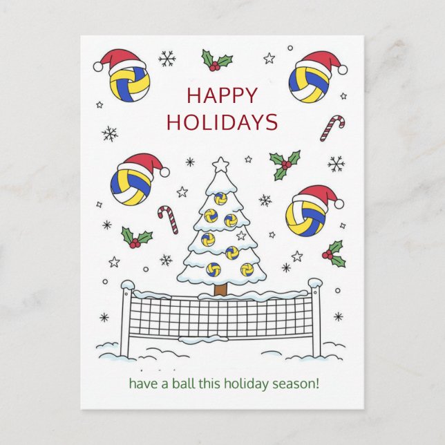 Cartão Postal De Festividades Christmas volleyball Ball Santa Hat Greeting Cards (Frente)