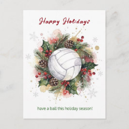 Cartão Postal De Festividades Christmas Volleyball Holiday Greeting Cards