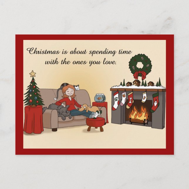 Cartão Postal De Festividades Christmas with Loved Ones Cartoony (Frente)