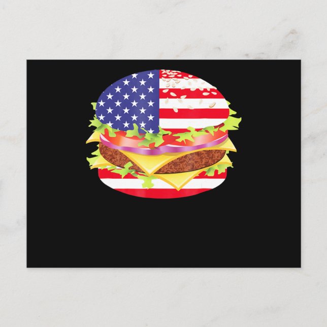 Cartão Postal De Festividades CHURRASCOS | Hamburger EUA Bandeira 4 De Julho De  (Frente)