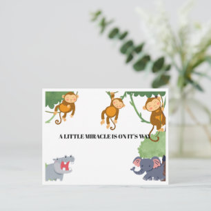 Cartão Postal De Festividades Chuva de Bebê Surpresa de Animais Africanos