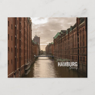 Cartão Postal De Festividades Cidade de Hamburgo, Speicherstadt Warehouses Harbo
