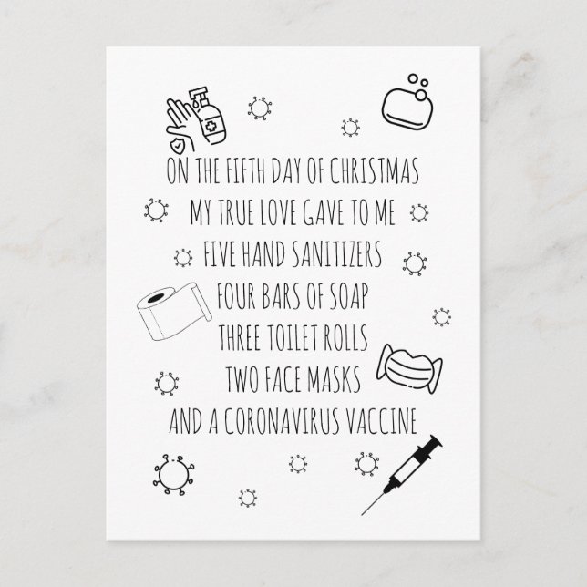 Cartão Postal De Festividades Cinco dias de Natal Covid Engraçado (Frente)