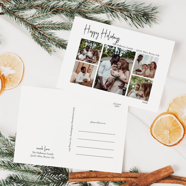 Cartão Postal De Festividades Cinco fotos de feriados felizes de Script Moderno (Criador carregado)