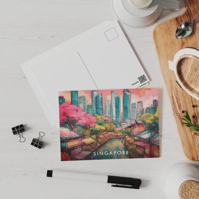 Cartão Postal De Festividades Cingapura Vista Colorida (Criador carregado)
